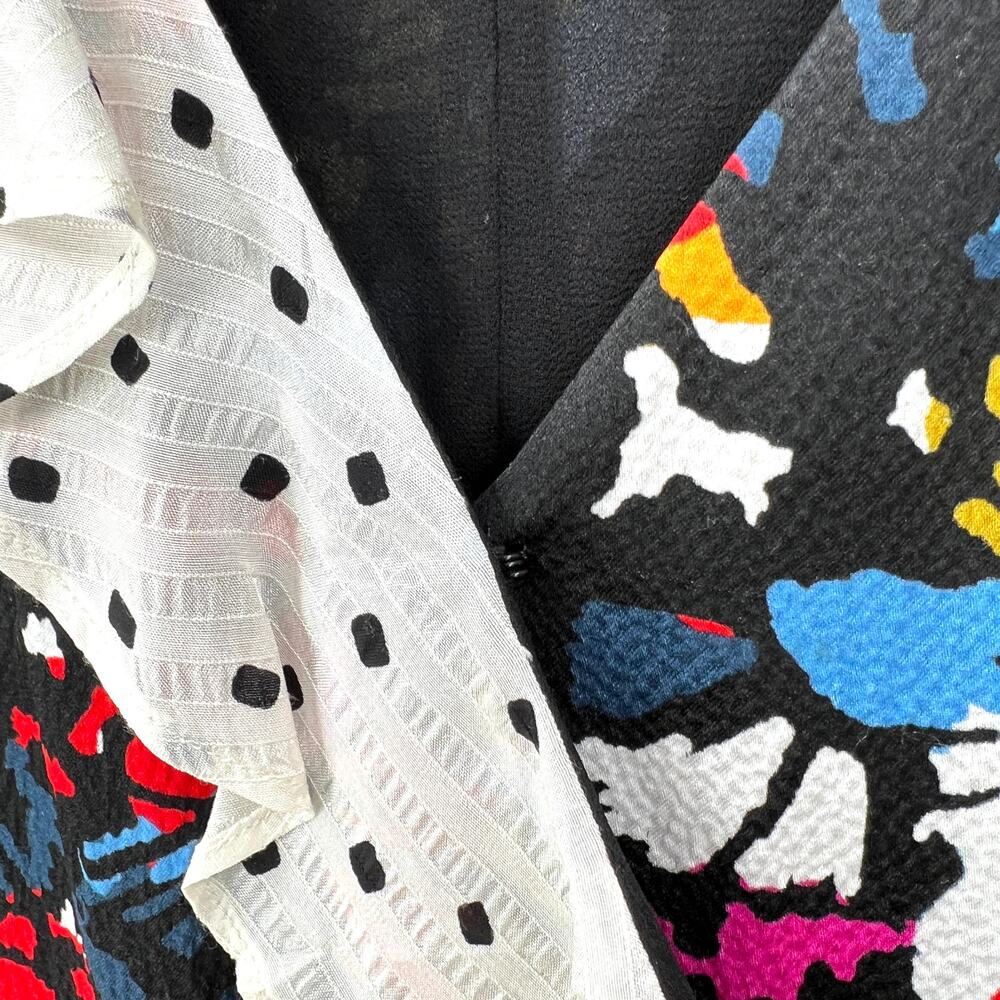 TANYA TAYLOR Bianka Combo Silk Wrap Dress Womens 8 Floral Polka Dot Ruffle Wrap - Picture 11 of 16